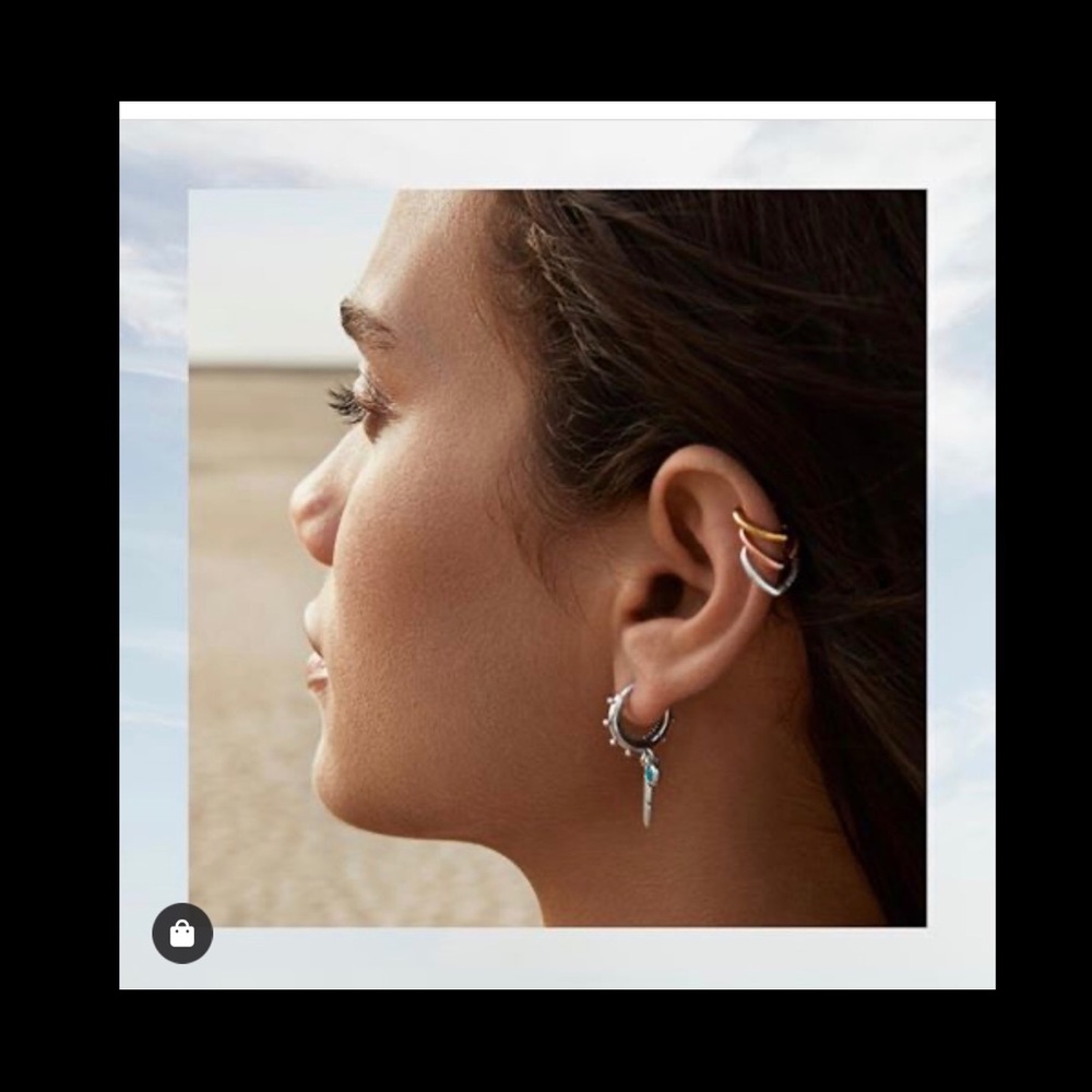 Pandora Hearts and Feather Hoop Earrings